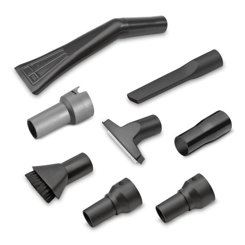 Accessoireset voor autoreiniging DN 35: autozuigmond, bekledingsmondstuk, spleetmondstuk, zuigborstel, adapter DN 35 en 40, adapter van DN 40 naar DN 35
